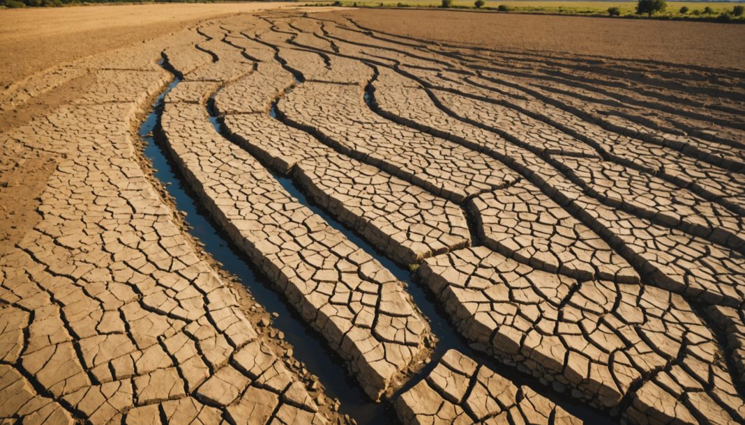 Paysage français marqué par la sécheresse et le manque d'eau