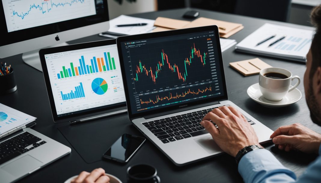 Investisseur analysant des graphiques financiers d'indices boursiers pour choisir un ETF